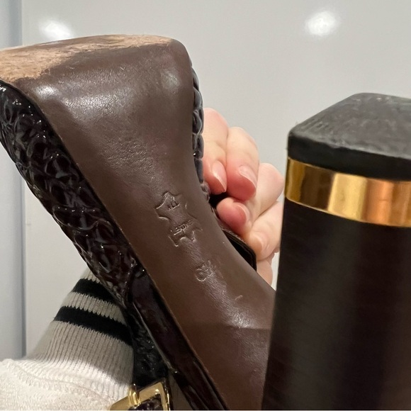 Tory Burch Slingback Y2K Snakeskin Leather Heels - Picture 11 of 12